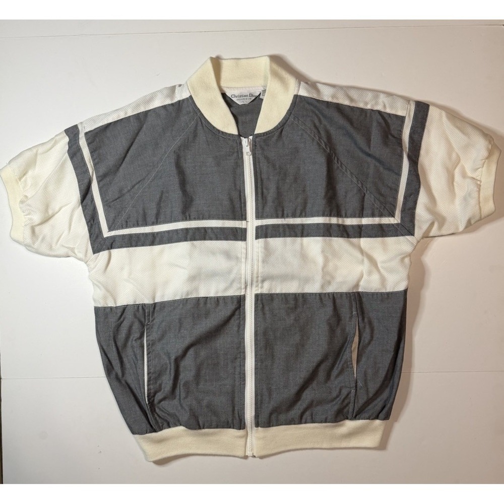 Vintage Christian Dior Track Jacket Short Sleeve Size Large Full Zip